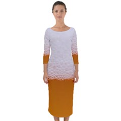 Beer Foam Bubbles Alcohol  Glass Quarter Sleeve Midi Bodycon Dress by Amaryn4rt