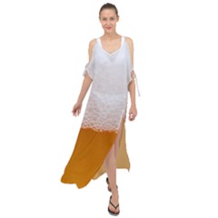 Beer Foam Bubbles Alcohol  Glass Maxi Chiffon Cover Up Dress by Amaryn4rt