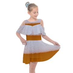 Beer Foam Bubbles Alcohol  Glass Kids  Shoulder Cutout Chiffon Dress by Amaryn4rt