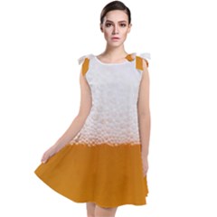 Beer Foam Bubbles Alcohol  Glass Tie Up Tunic Dress by Amaryn4rt