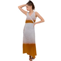 Beer Foam Bubbles Alcohol  Glass V-neck Chiffon Maxi Dress by Amaryn4rt