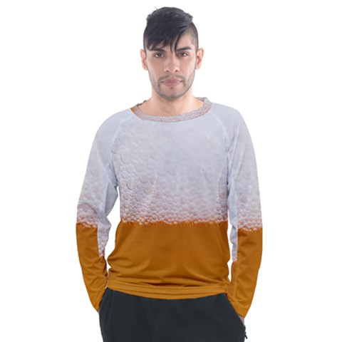 Beer Foam Bubbles Alcohol  Glass Men s Long Sleeve Raglan Tee by Amaryn4rt