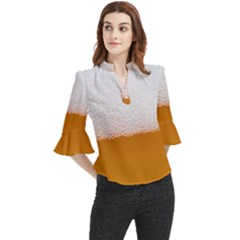 Beer Foam Bubbles Alcohol  Glass Loose Horn Sleeve Chiffon Blouse