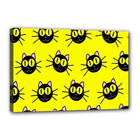 Cats Heads Pattern Design Canvas 18  X 12  (stretched) by Amaryn4rt