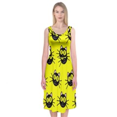 Cats Heads Pattern Design Midi Sleeveless Dress by Amaryn4rt