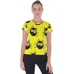 Cats Heads Pattern Design Short Sleeve Sports Top  by Amaryn4rt