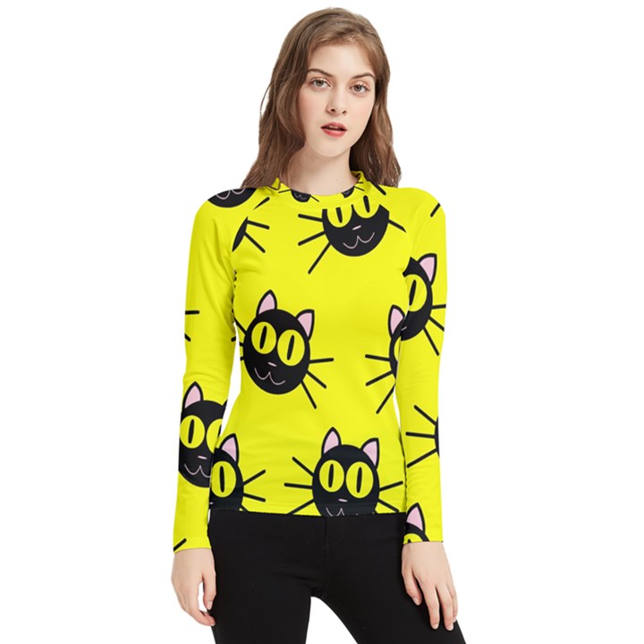 Cats Heads Pattern Design Women s Long Sleeve Rash Guard