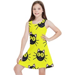 Cats Heads Pattern Design Kids  Lightweight Sleeveless Dress