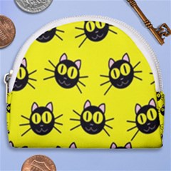 Cats Heads Pattern Design Horseshoe Style Canvas Pouch by Amaryn4rt