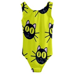 Cats Heads Pattern Design Kids  Cut-out Back One Piece Swimsuit by Amaryn4rt