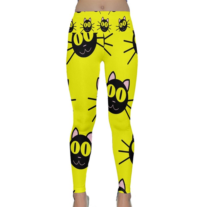 Cats Heads Pattern Design Lightweight Velour Classic Yoga Leggings