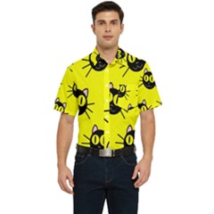 Cats Heads Pattern Design Men s Short Sleeve Pocket Shirt  by Amaryn4rt