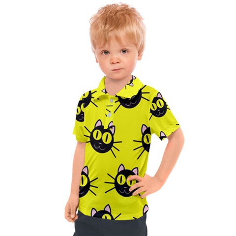 Cats Heads Pattern Design Kids  Polo Tee by Amaryn4rt