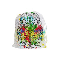 Brain Mind Psychology Idea Hearts Drawstring Pouch (large) by Amaryn4rt