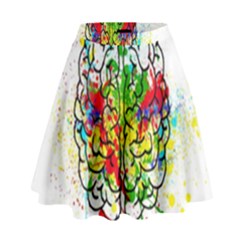 Brain Mind Psychology Idea Hearts High Waist Skirt by Amaryn4rt