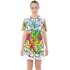 Brain Mind Psychology Idea Hearts Sixties Short Sleeve Mini Dress by Amaryn4rt