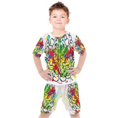 Brain Mind Psychology Idea Hearts Kids  Tee And Shorts Set by Amaryn4rt