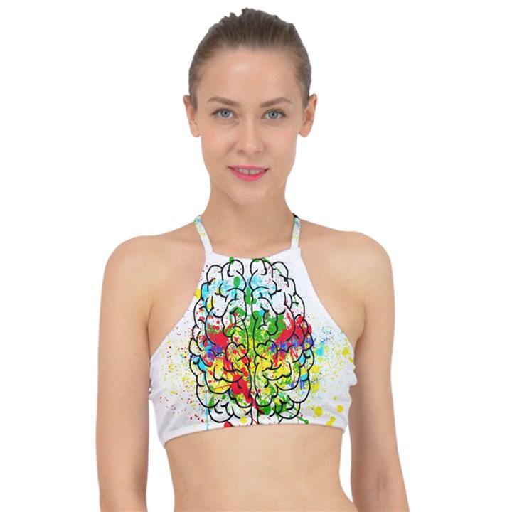 Brain Mind Psychology Idea Hearts Racer Front Bikini Top