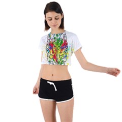 Brain Mind Psychology Idea Hearts Tie Back Short Sleeve Crop Tee by Amaryn4rt