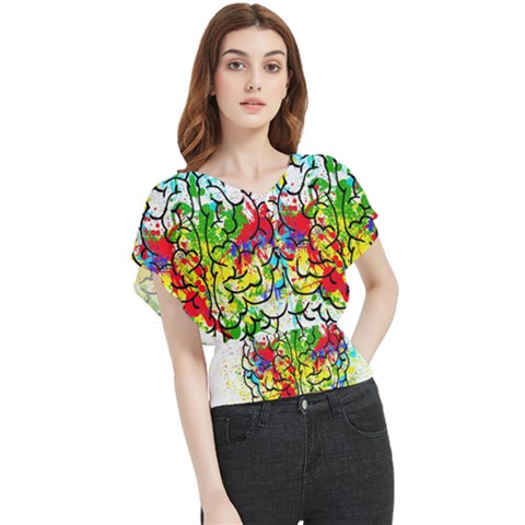 Brain Mind Psychology Idea Hearts Butterfly Chiffon Blouse by Amaryn4rt