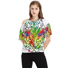 Brain Mind Psychology Idea Hearts One Shoulder Cut Out Tee