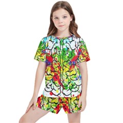 Brain Mind Psychology Idea Hearts Kids  Tee And Sports Shorts Set