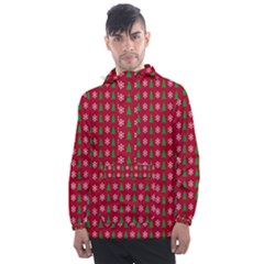 Snowflake Christmas Tree Pattern Men s Front Pocket Pullover Windbreaker