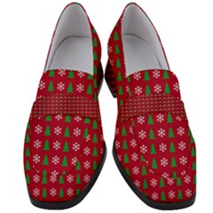 Snowflake Christmas Tree Pattern Women s Chunky Heel Loafers by Amaryn4rt