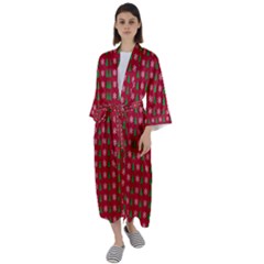 Snowflake Christmas Tree Pattern Maxi Satin Kimono