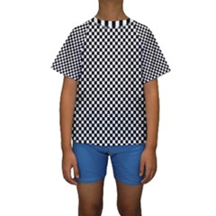 Black And White Checkerboard Background Board Checker Kids  Short Sleeve Swimwear