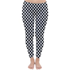 Black And White Checkerboard Background Board Checker Classic Winter Leggings