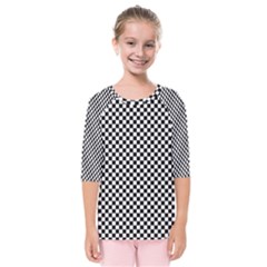 Black And White Checkerboard Background Board Checker Kids  Quarter Sleeve Raglan Tee