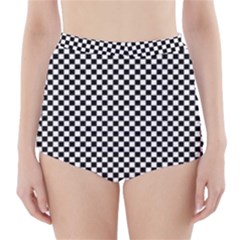 Black And White Checkerboard Background Board Checker High-waisted Bikini Bottoms