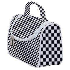 Black And White Checkerboard Background Board Checker Satchel Handbag by Amaryn4rt