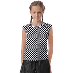 Black And White Checkerboard Background Board Checker Kids  Raglan Cap Sleeve Tee by Amaryn4rt