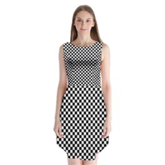 Black And White Checkerboard Background Board Checker Sleeveless Chiffon Dress  