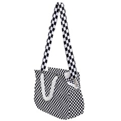 Black And White Checkerboard Background Board Checker Rope Handles Shoulder Strap Bag