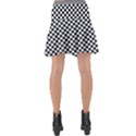 Black And White Checkerboard Background Board Checker Wrap Front Skirt View2