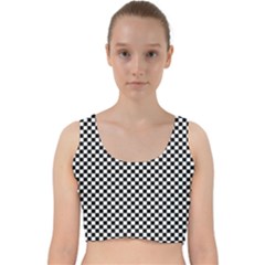 Black And White Checkerboard Background Board Checker Velvet Racer Back Crop Top