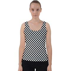 Black And White Checkerboard Background Board Checker Velvet Tank Top by Amaryn4rt