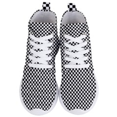 Black And White Checkerboard Background Board Checker Women s Lightweight High Top Sneakers by Amaryn4rt