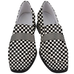 Black And White Checkerboard Background Board Checker Women s Chunky Heel Loafers by Amaryn4rt