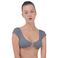 Black And White Checkerboard Background Board Checker Cap Sleeve Ring Bikini Top