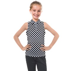 Black And White Checkerboard Background Board Checker Kids  Sleeveless Polo Tee