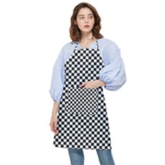 Black And White Checkerboard Background Board Checker Pocket Apron by Amaryn4rt