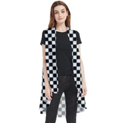 Black And White Checkerboard Background Board Checker Sleeveless Chiffon Waistcoat Shirt