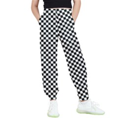 Black And White Checkerboard Background Board Checker Kids  Elastic Waist Pants