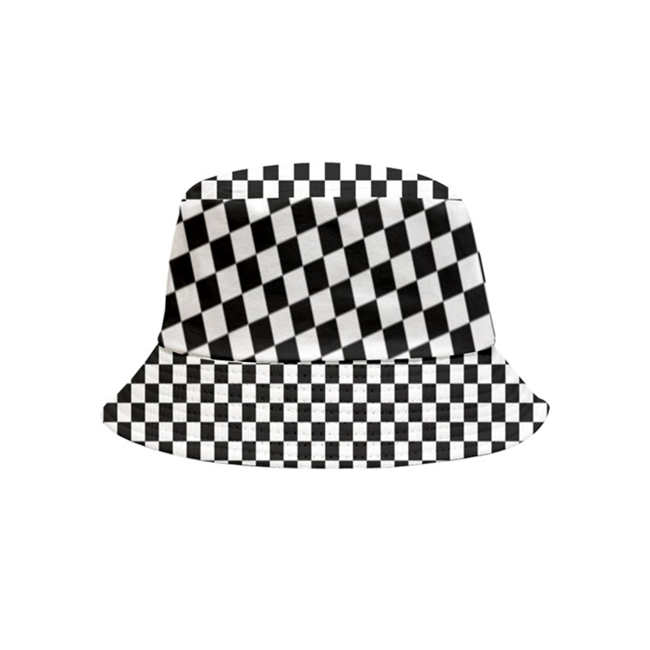 Black And White Checkerboard Background Board Checker Inside Out Bucket Hat (Kids)