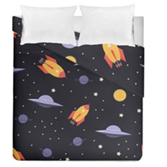 Cosmos Rockets Spaceships Ufos Duvet Cover Double Side (queen Size)