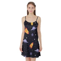 Cosmos Rockets Spaceships Ufos Satin Night Slip